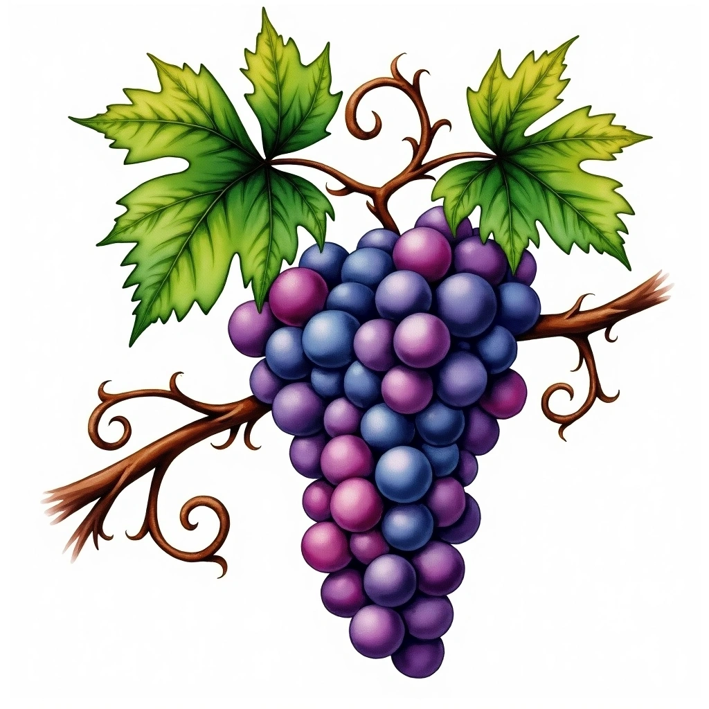 Lagrein grape variety — Red watercolor illustration