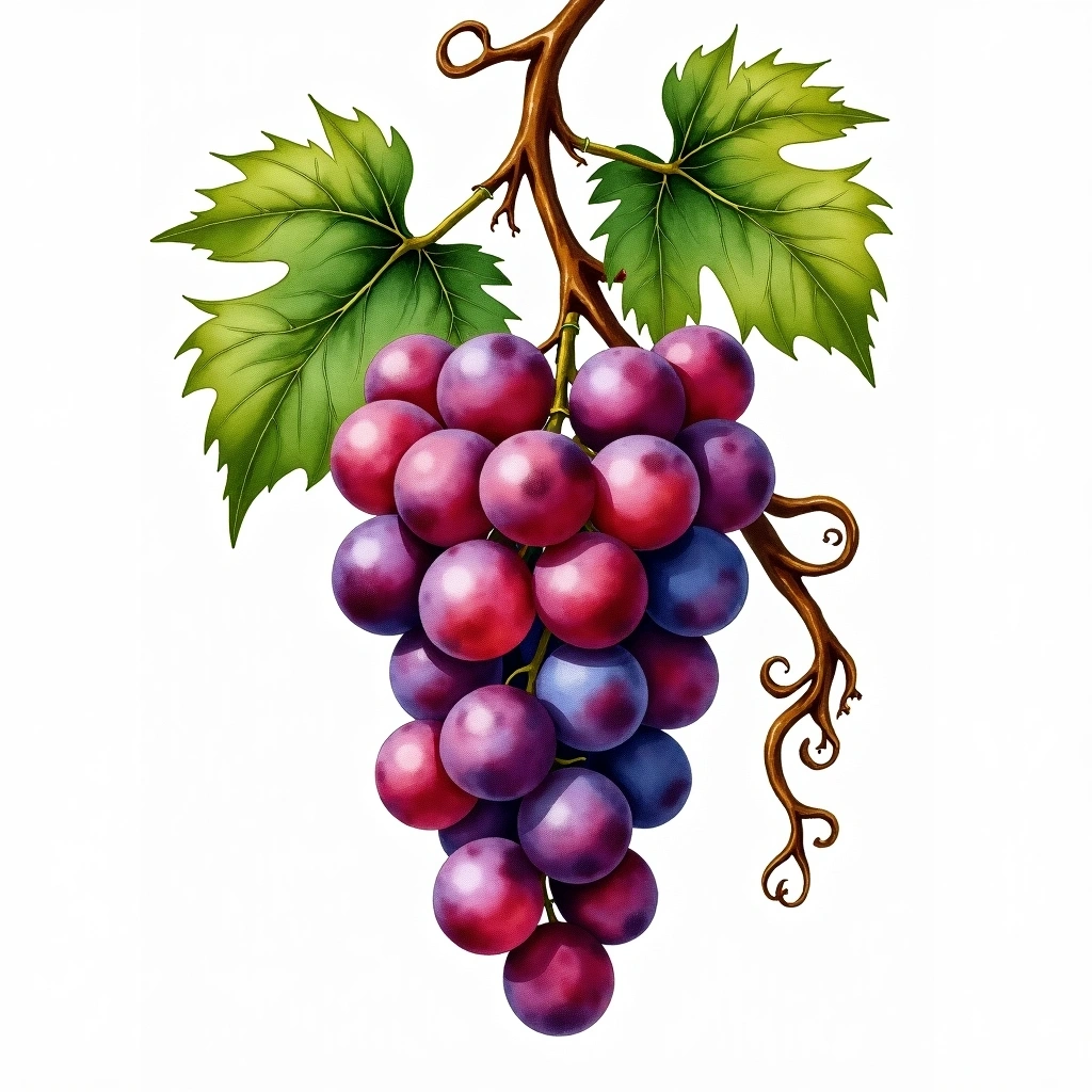 Lambrusco grape variety — Red watercolor illustration