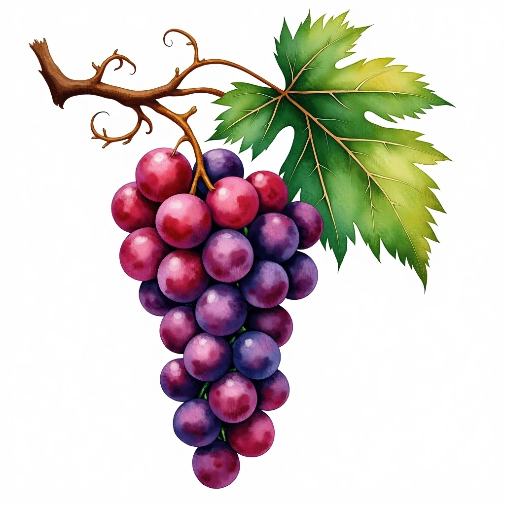 Lampia grape variety — Red watercolor illustration
