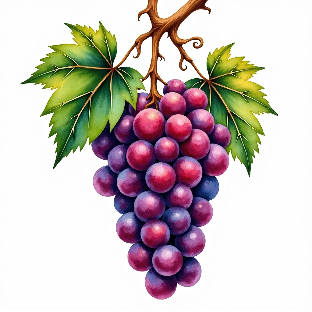 Landot Noir grape variety — Red watercolor illustration