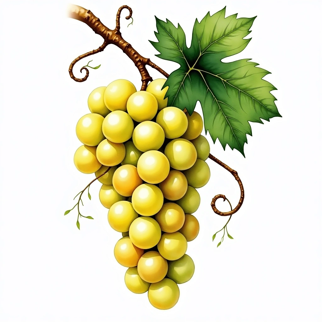 Lauzet grape variety — White watercolor illustration