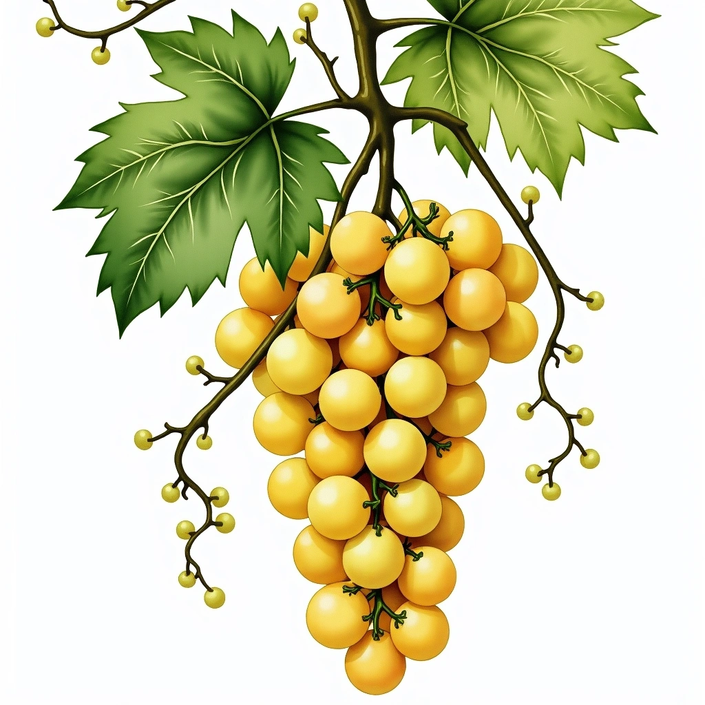 Leanyka grape variety — White watercolor illustration