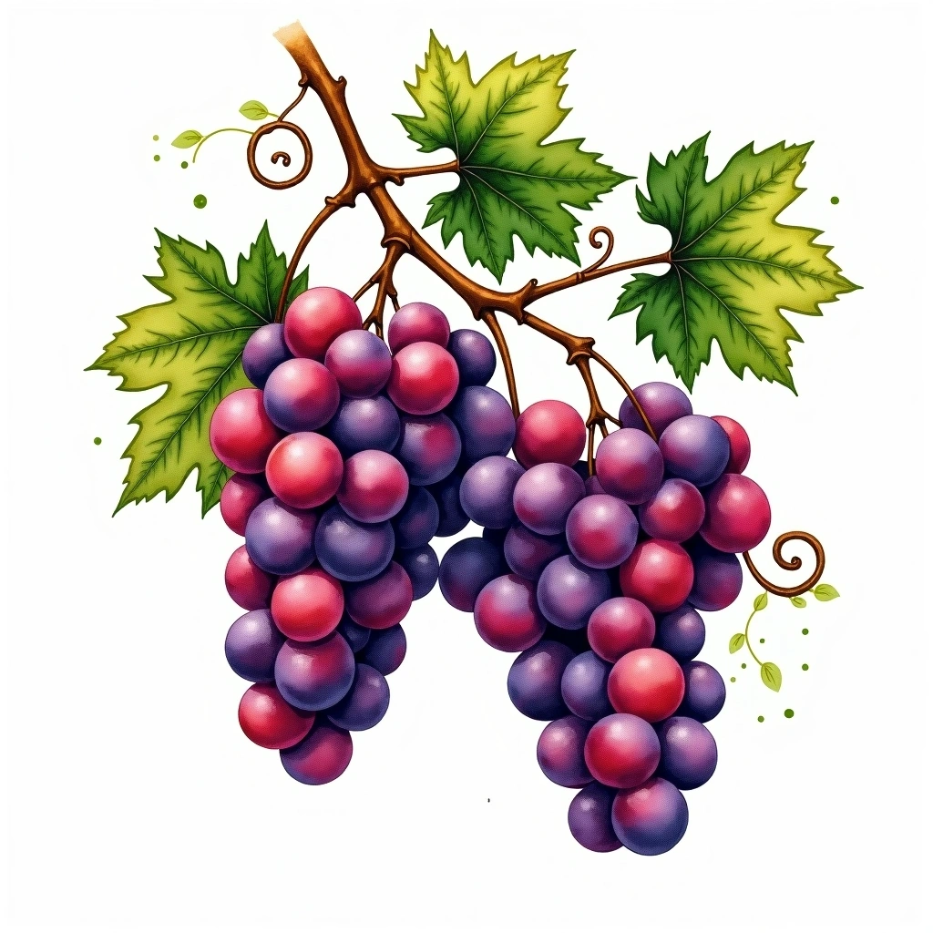 Lemberger grape variety — Red watercolor illustration