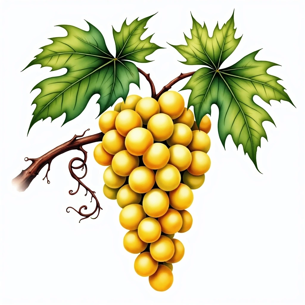 Len de l'El grape variety — White watercolor illustration