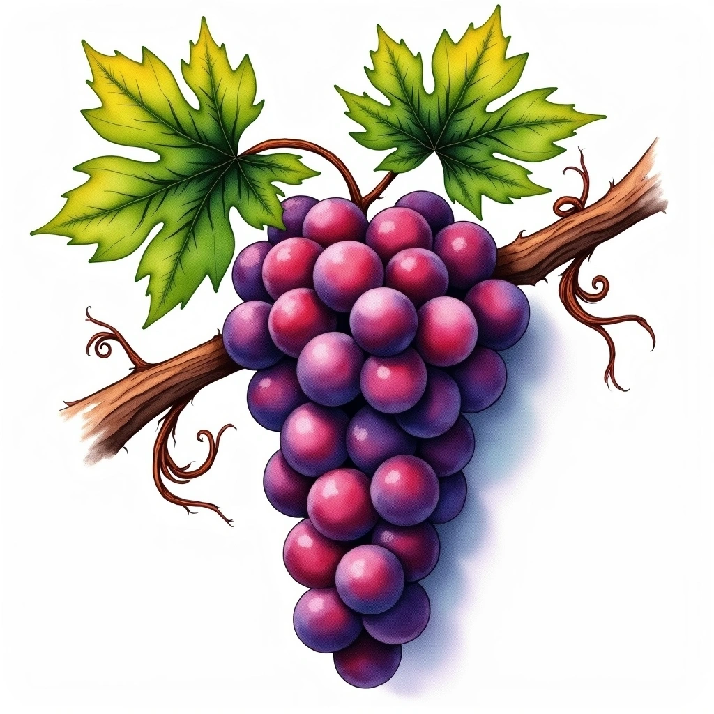 Lenoir grape variety — Red watercolor illustration
