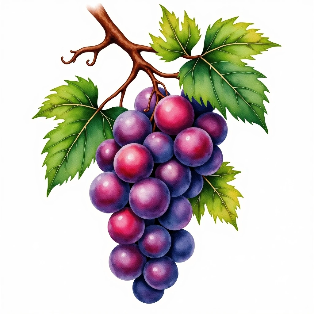 Leon Millot grape variety — Red watercolor illustration