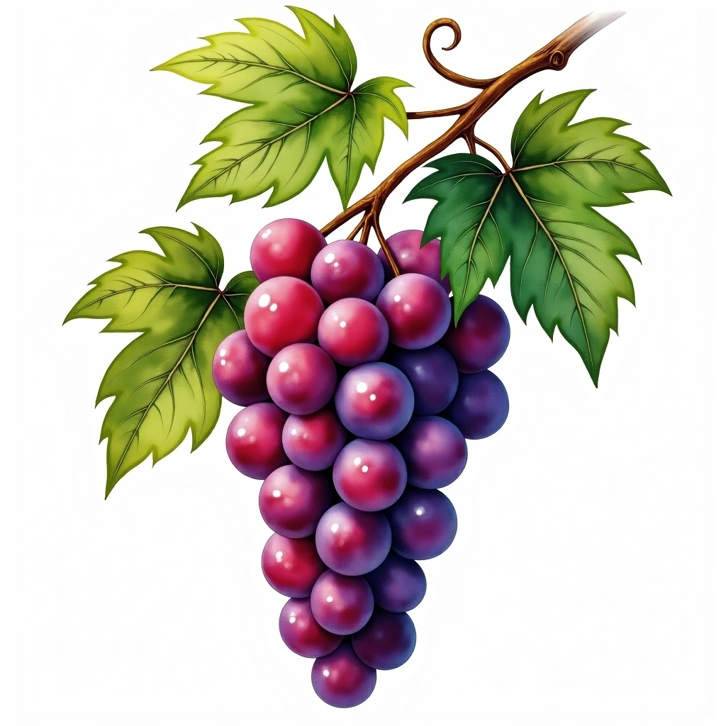 Liatiko grape variety — Red watercolor illustration