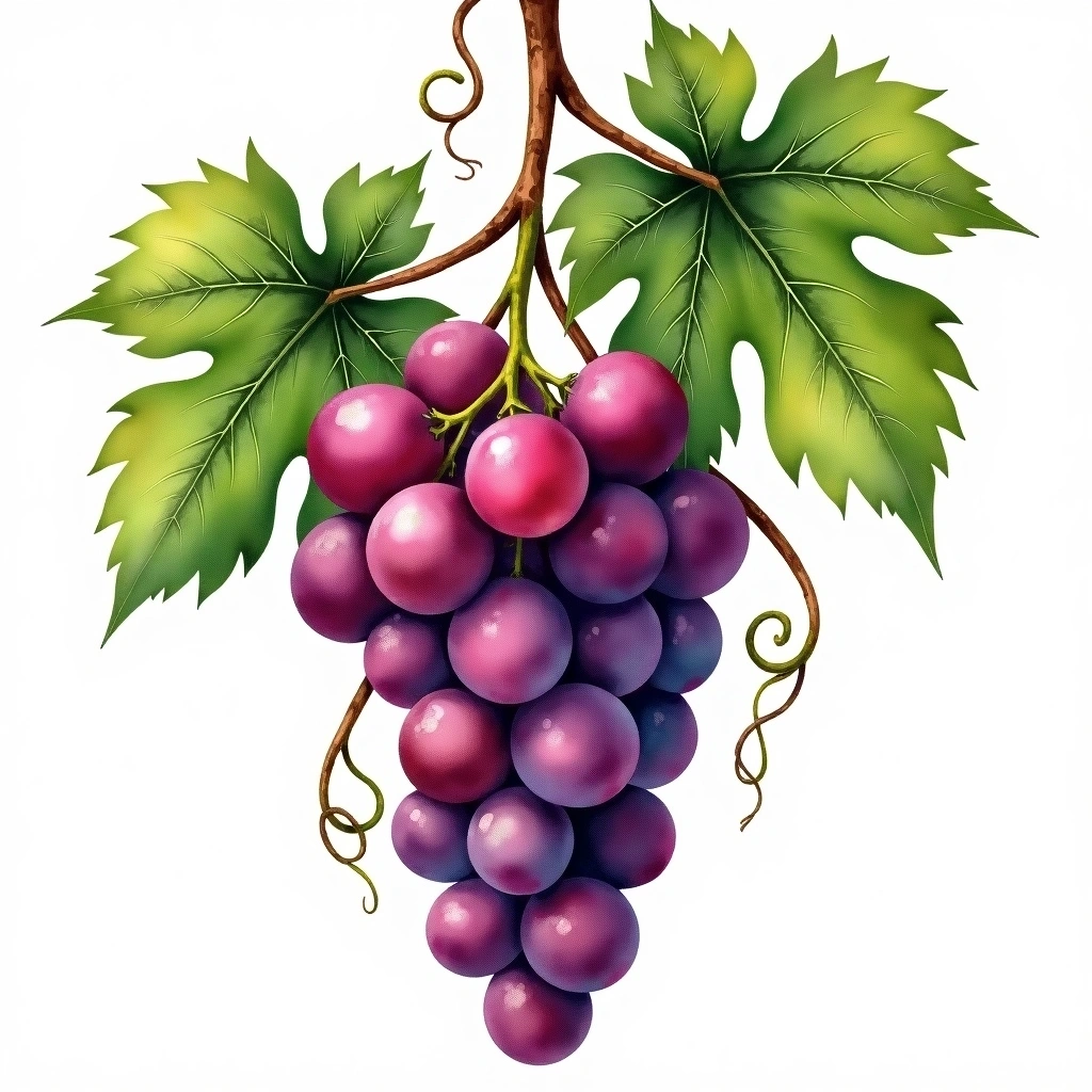 Limnio grape variety — Red watercolor illustration