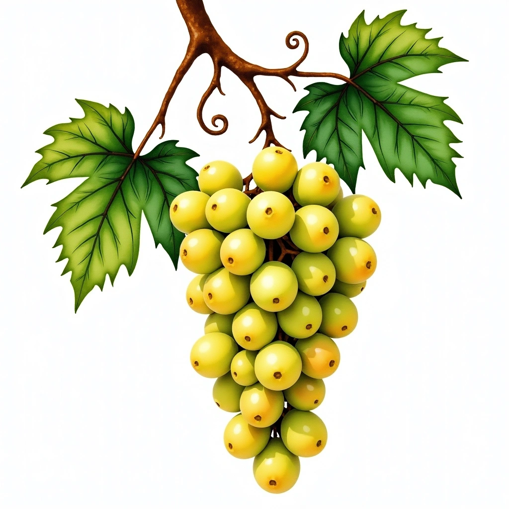 Loureiro grape variety — White watercolor illustration