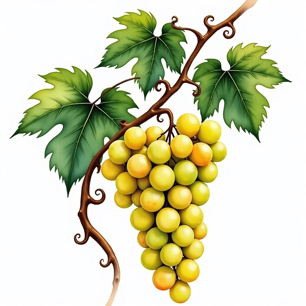 Malvar grape variety — White watercolor illustration