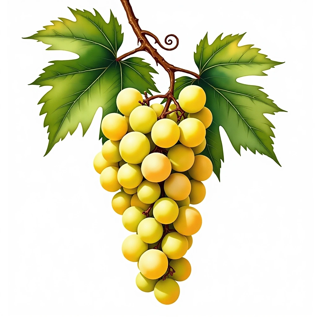 Malvasia del Lazio grape variety — White watercolor illustration