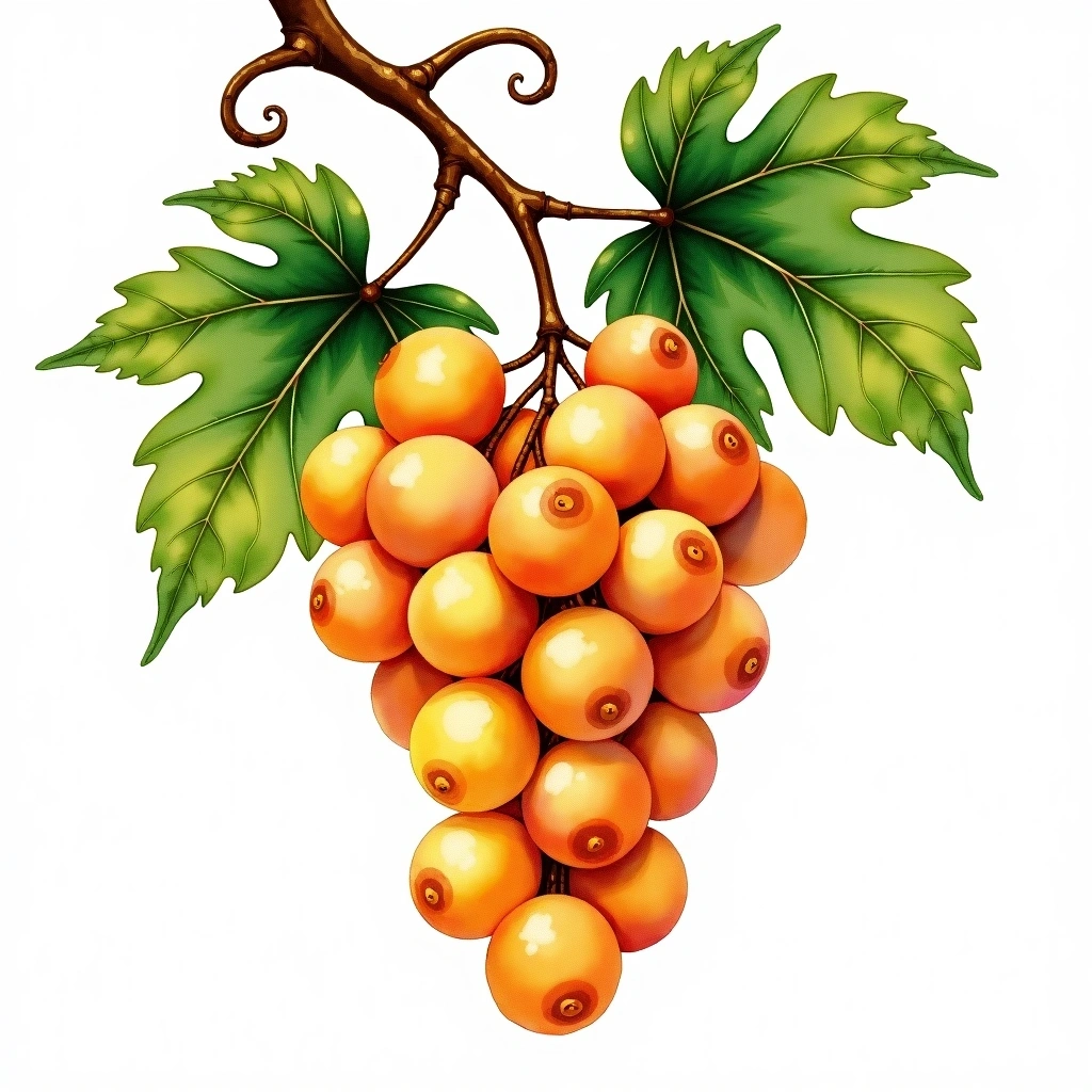 Malvasia grape variety — White watercolor illustration