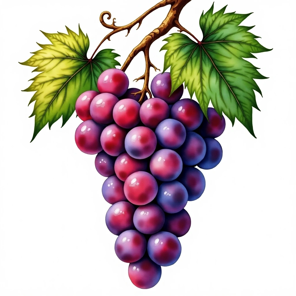 Mandón grape variety — Red watercolor illustration