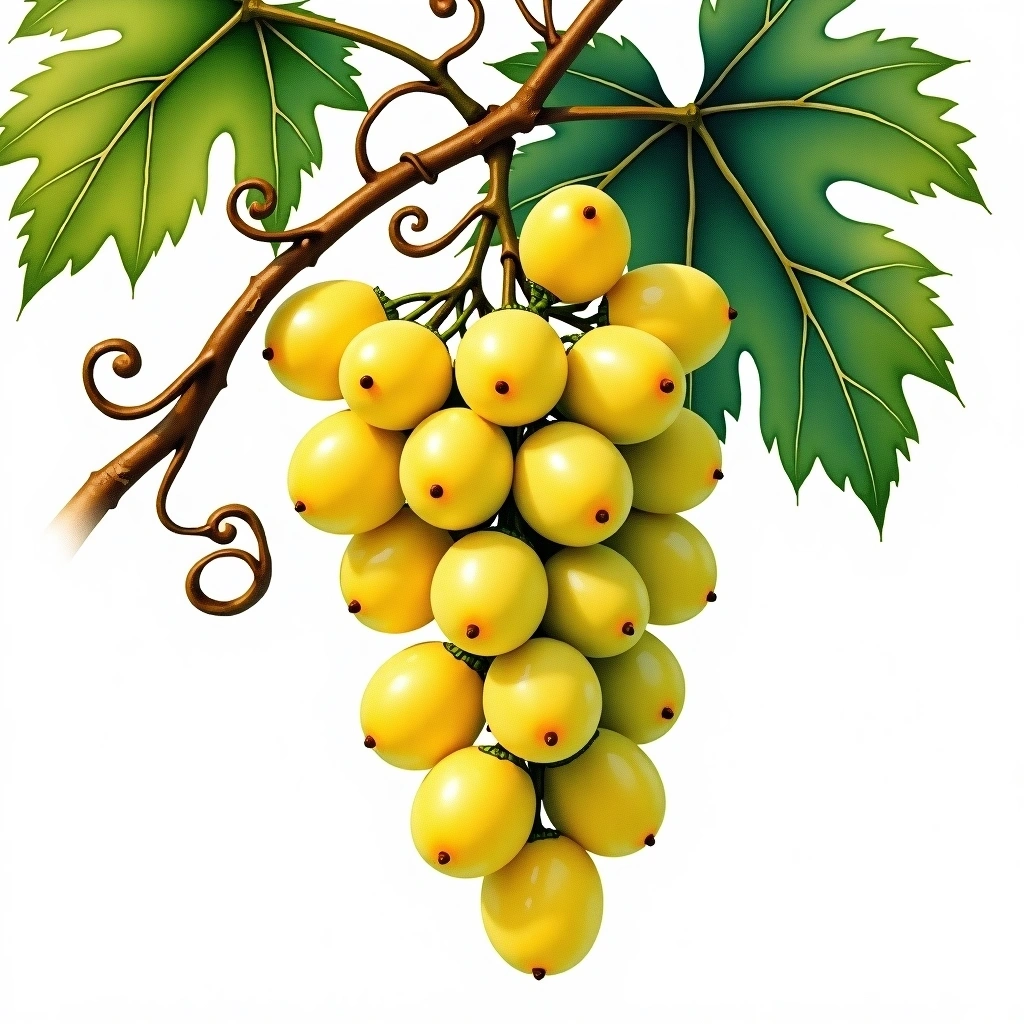 Manseng grape variety — White watercolor illustration