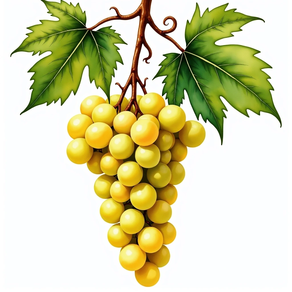 Manteudo grape variety — White watercolor illustration