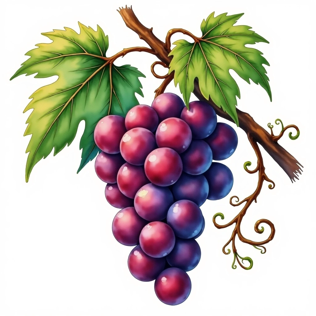 Manto Negro grape variety — Red watercolor illustration