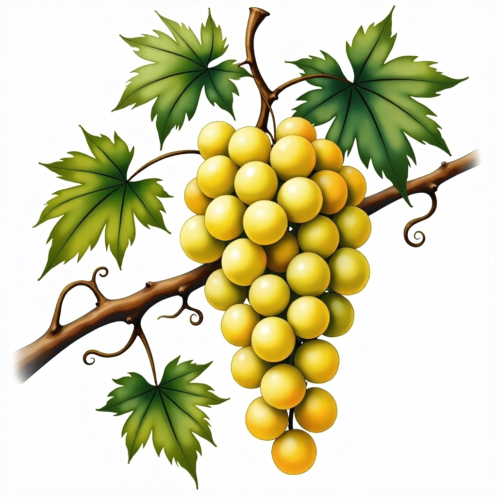 Manzoni Bianco grape variety — White watercolor illustration