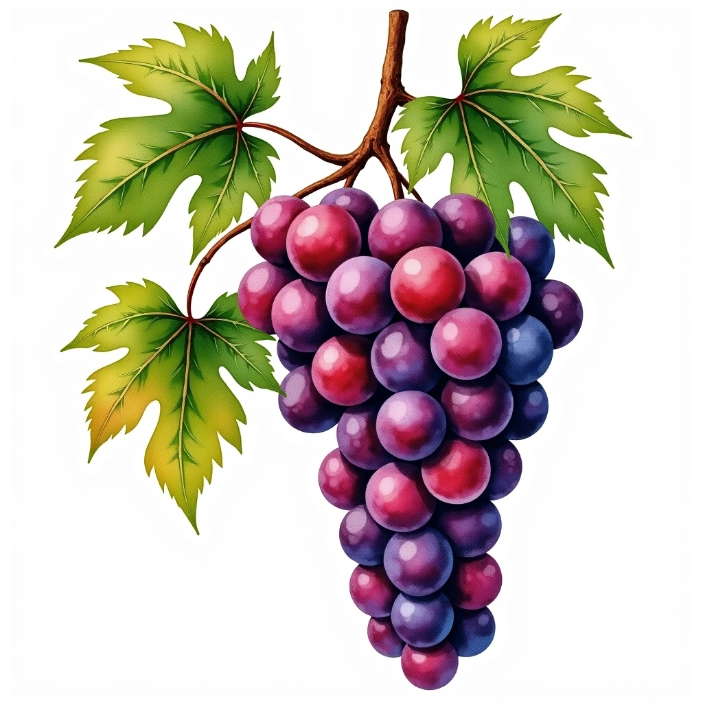 Maratheftiko grape variety — Red watercolor illustration