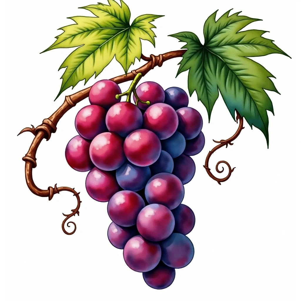 Marechal Foch grape variety — Red watercolor illustration