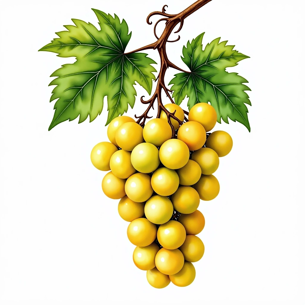 Marmajuelo grape variety — White watercolor illustration