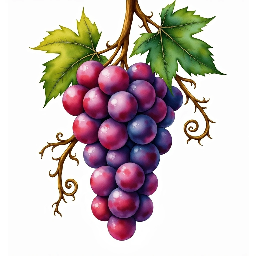Marquette grape variety — Red watercolor illustration