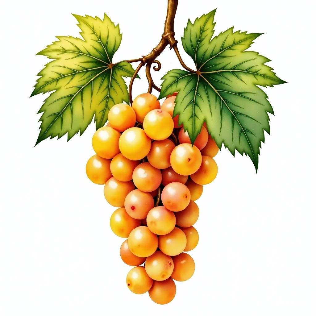 Marsanne grape variety — White watercolor illustration