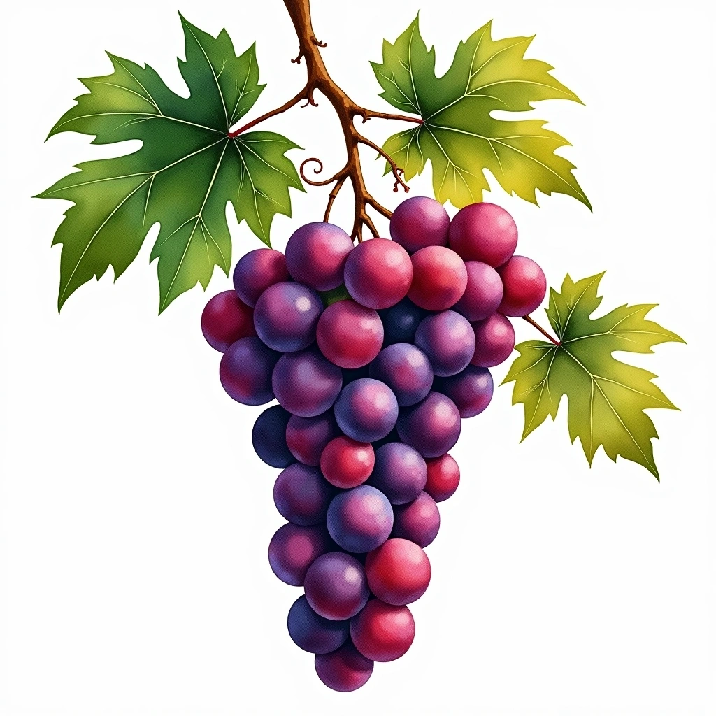 Marselan grape variety — Red watercolor illustration