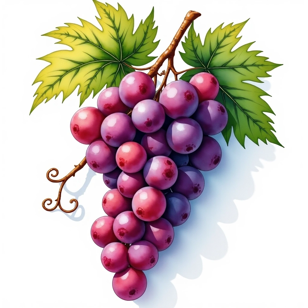 Marufo grape variety — Red watercolor illustration