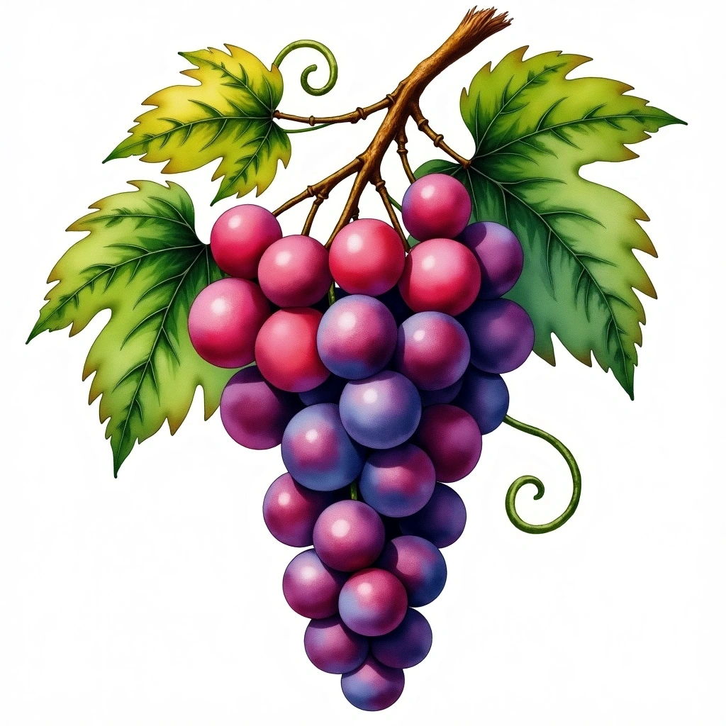 Mataro grape variety — Red watercolor illustration