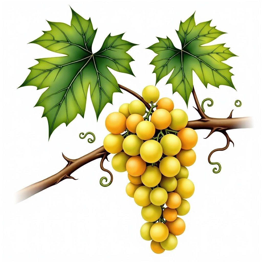 Maturana Blanca grape variety — White watercolor illustration