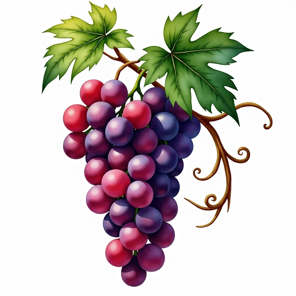Maturana Tinta grape variety — Red watercolor illustration