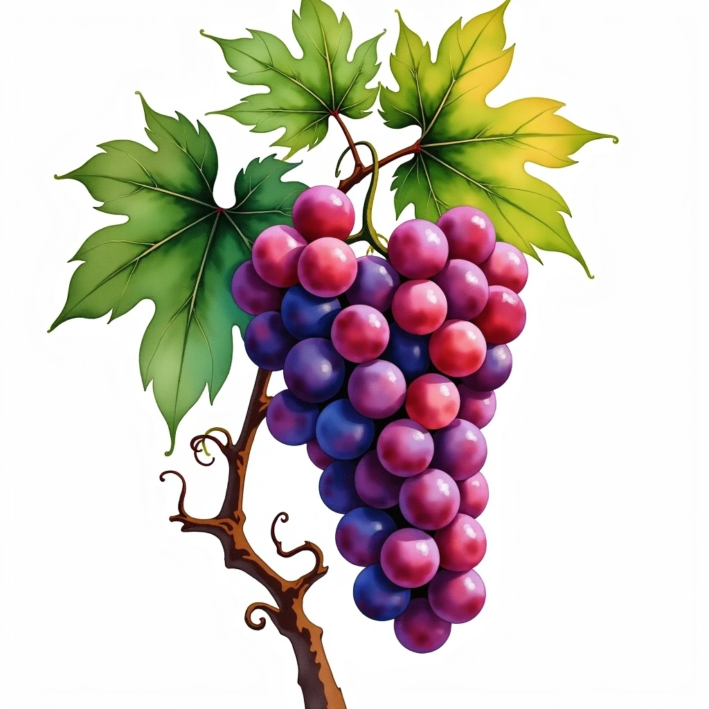 Mavro grape variety — Red watercolor illustration