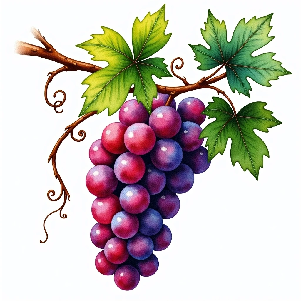Mavro Kalavritino grape variety — Red watercolor illustration