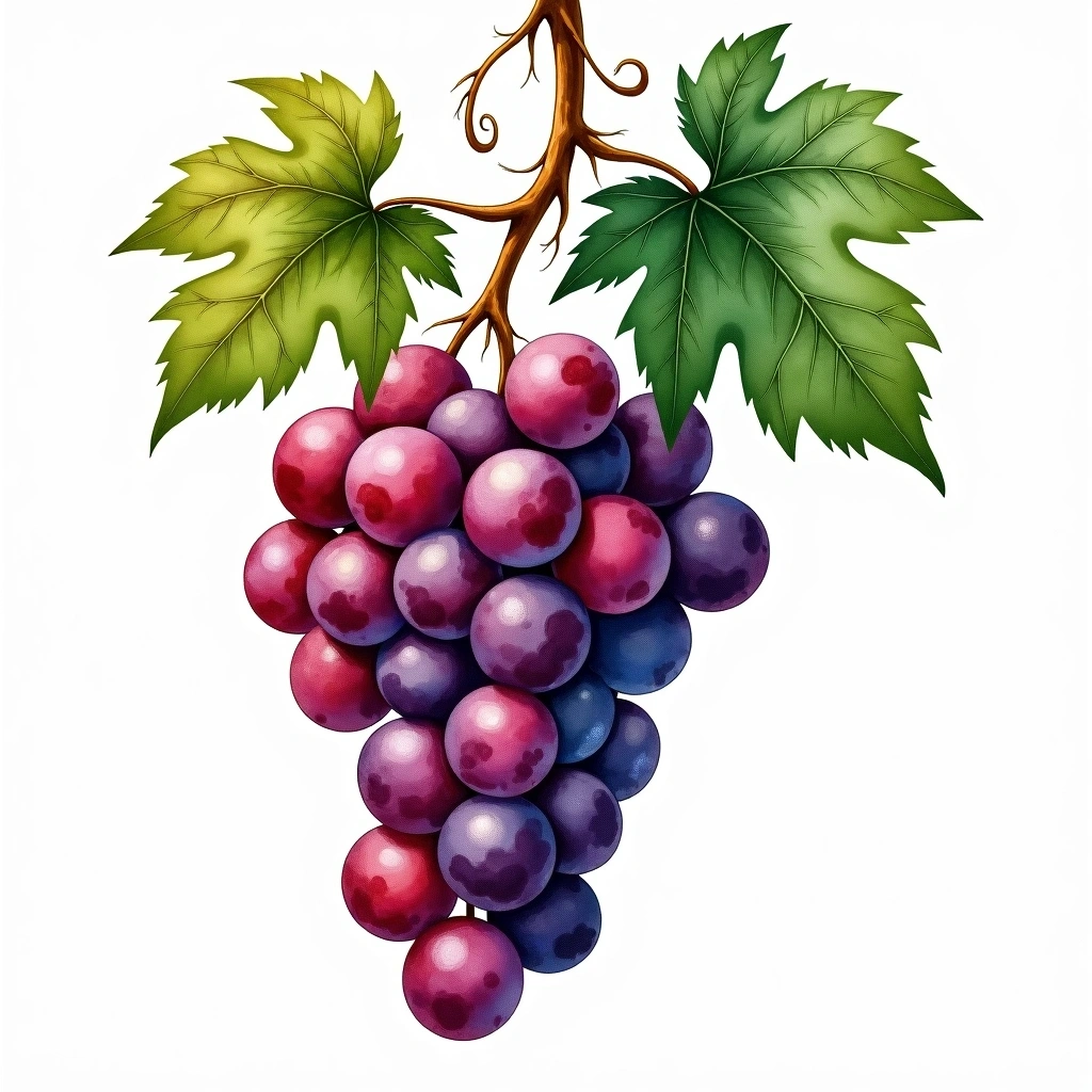 Mavroudi Arachovis grape variety — Red watercolor illustration