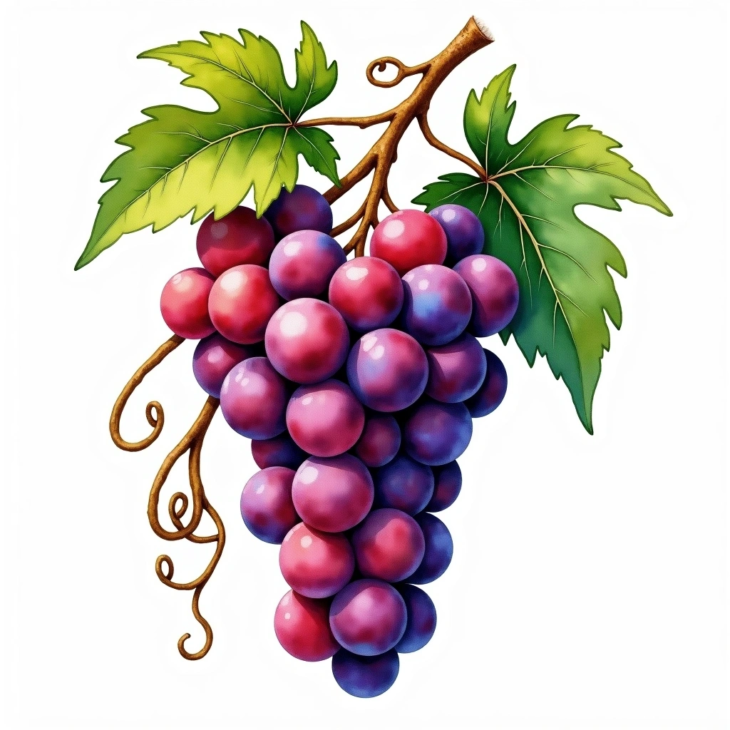Mayolet grape variety — Red watercolor illustration