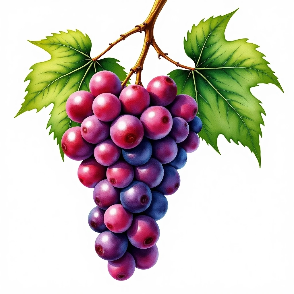 Mazuelo grape variety — Red watercolor illustration