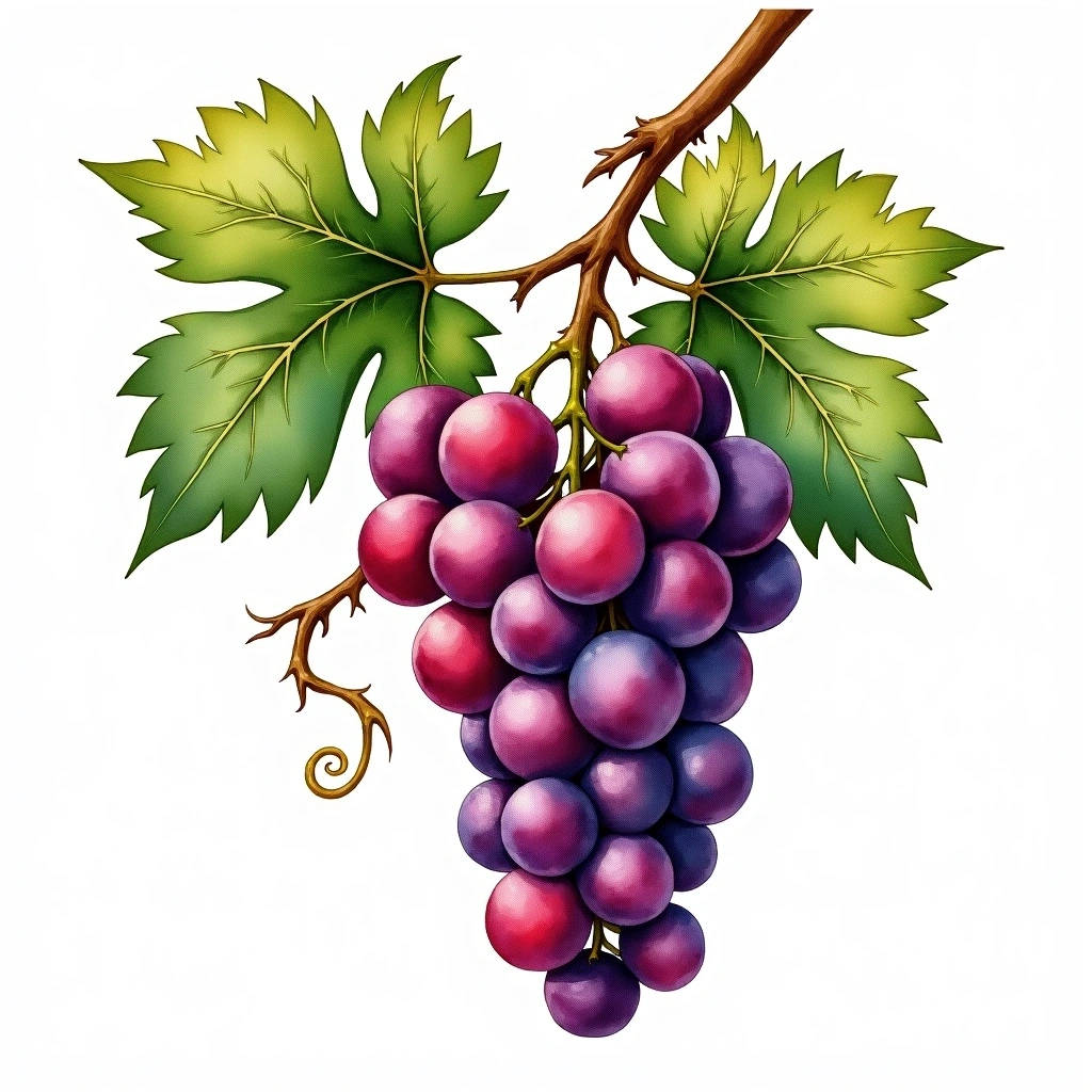 Melnik grape variety — Red watercolor illustration