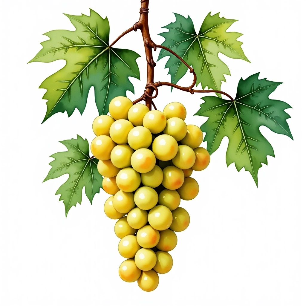 Melody grape variety — White watercolor illustration