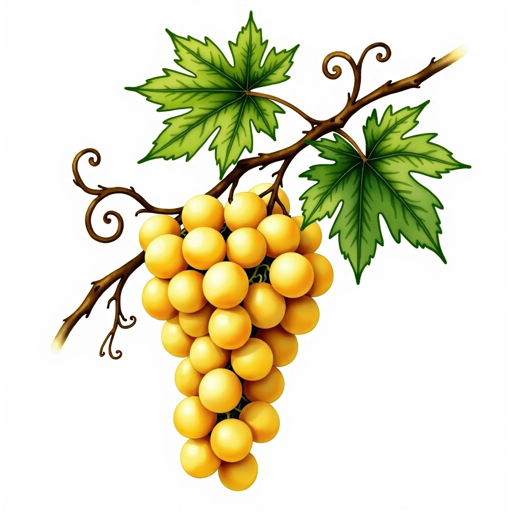 Melon de Bourgogne grape variety — White watercolor illustration