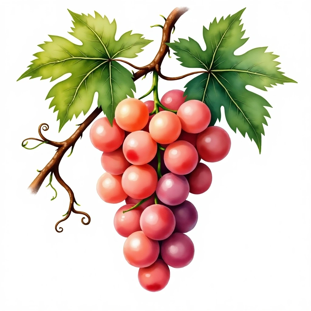 Menoir grape variety — Rosé watercolor illustration