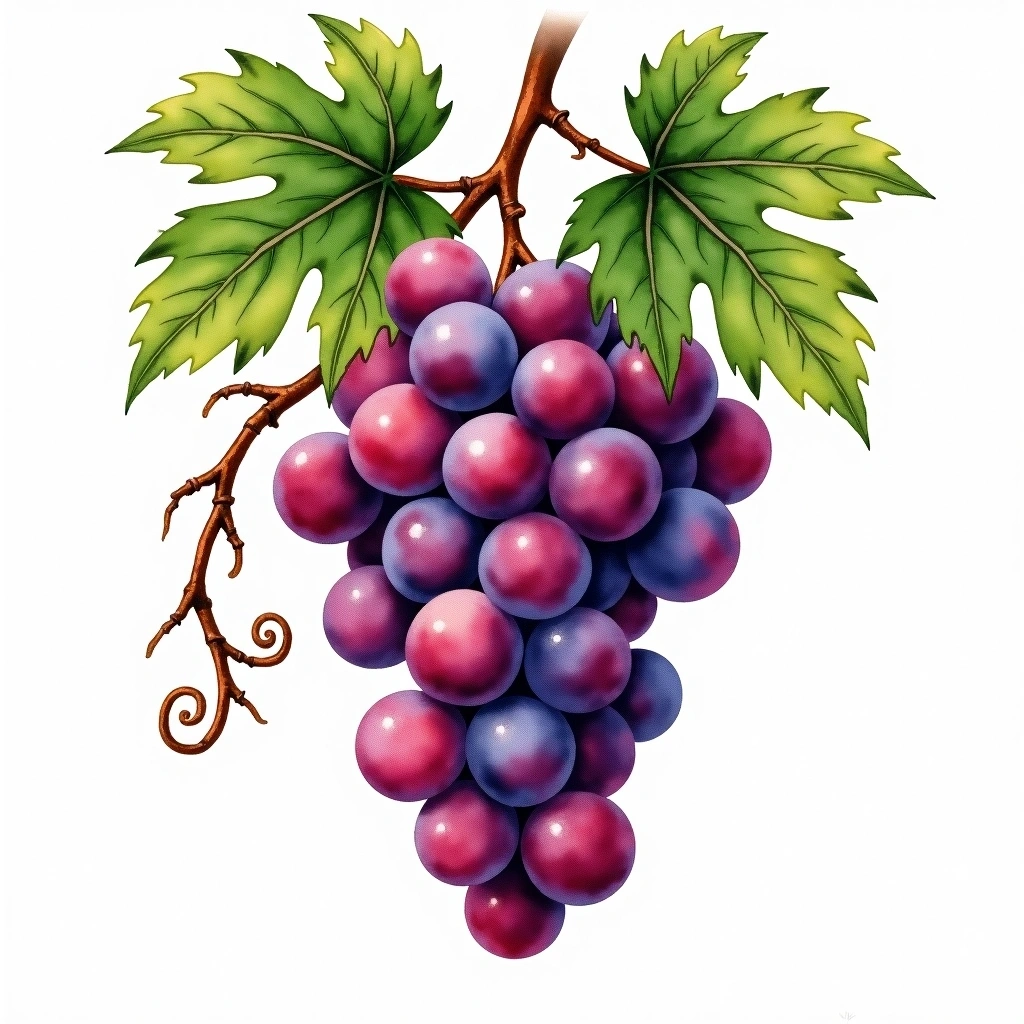 Merlot grape variety — Red watercolor illustration