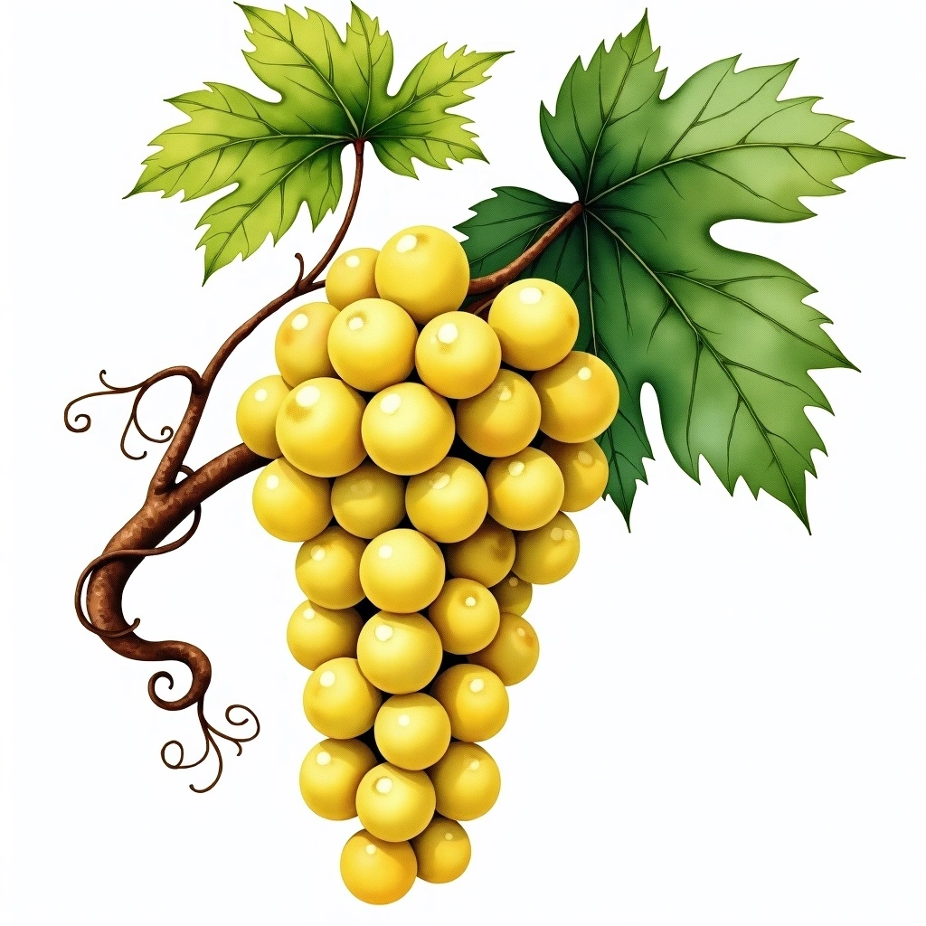 Merseguera grape variety — White watercolor illustration