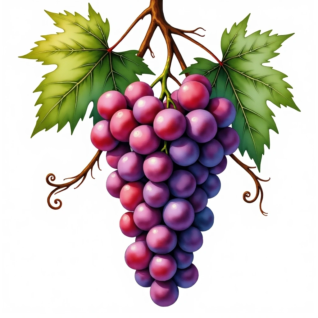 Michet grape variety — Red watercolor illustration