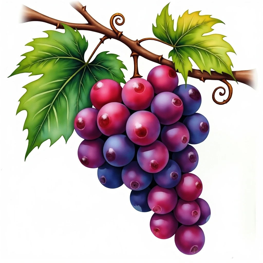 Monica grape variety — Red watercolor illustration