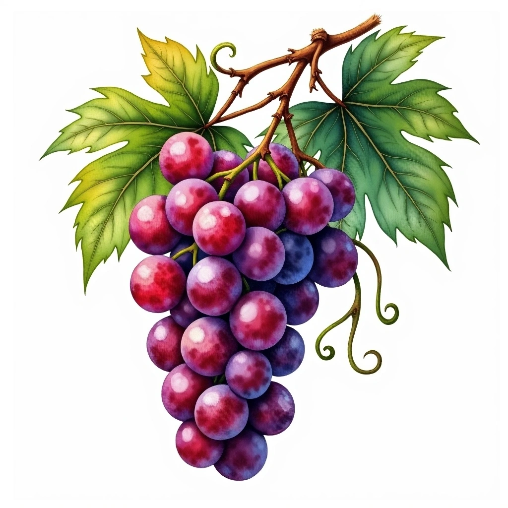 Moradella grape variety — Red watercolor illustration
