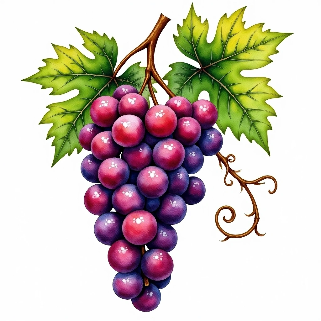Morellino grape variety — Red watercolor illustration