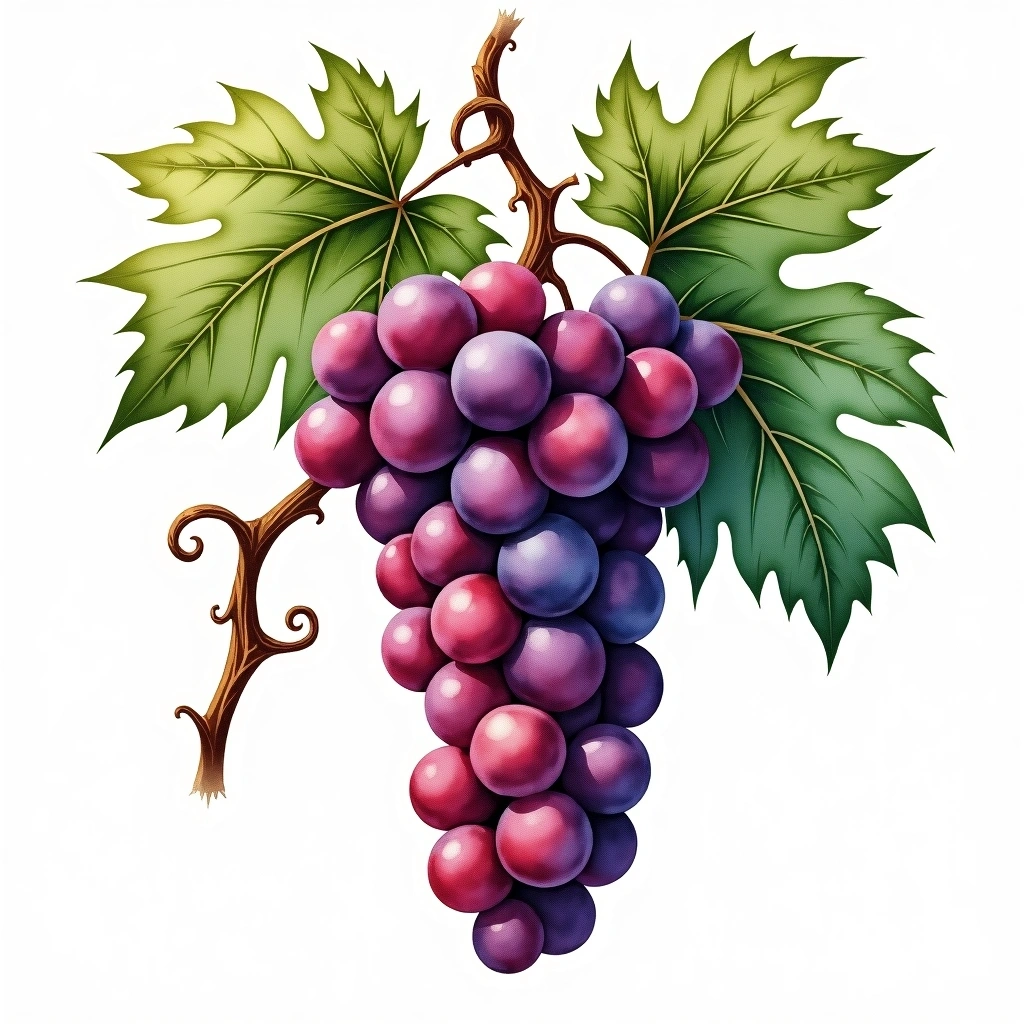 Morenillo grape variety — Red watercolor illustration