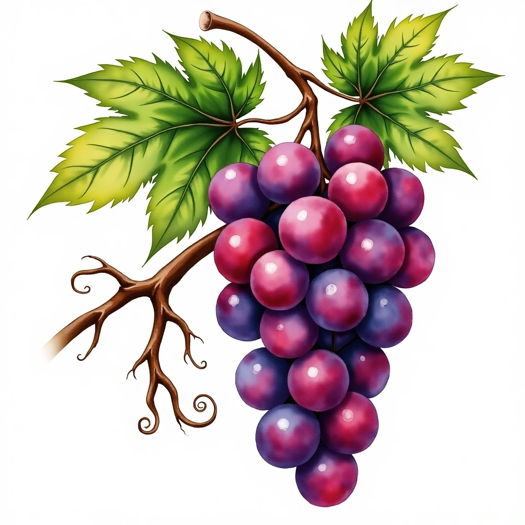 Moreto grape variety — Red watercolor illustration