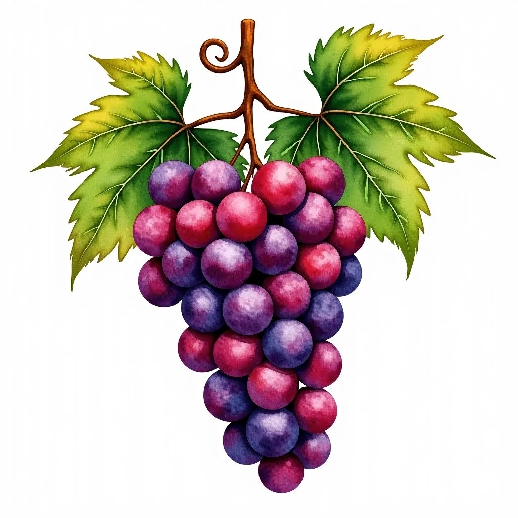Mouhtaro grape variety — Red watercolor illustration