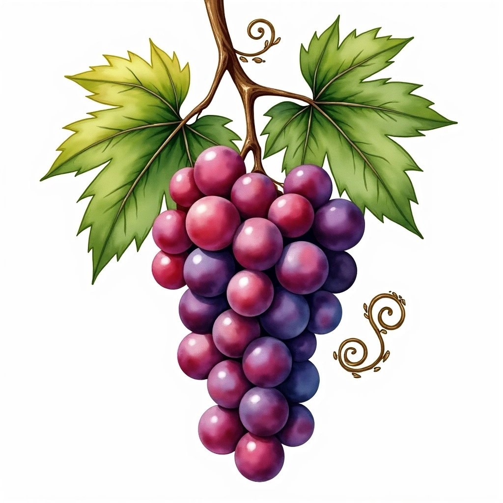 Mourisco grape variety — Red watercolor illustration